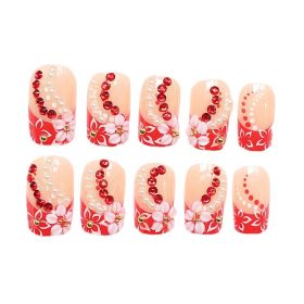 Artificial False Nail Tips Wedding Fake Nails Party Nails with Beads - 2 Box